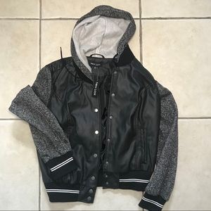 Black Hoodie Varsity Jacket